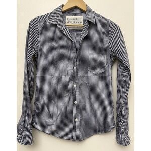 Frank & Eileen‎ Womens Blue Gingham Preppy Woven Italy Button-Up Shirt Size S